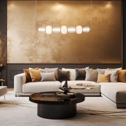 LED ljuskrona med textilsladd CARO LED/42W/230V guld