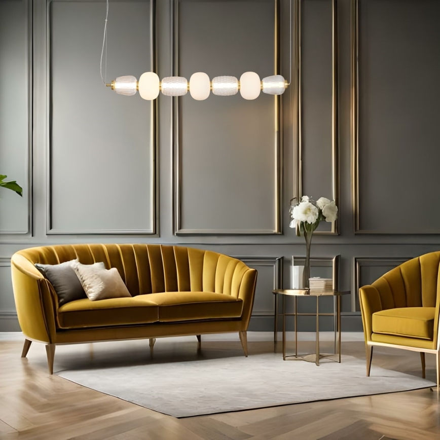 LED ljuskrona med textilsladd CARO LED/42W/230V guld