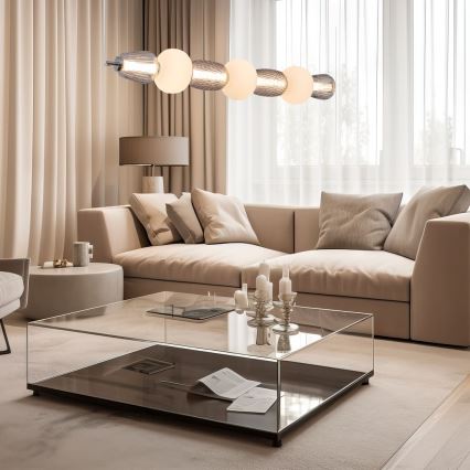 LED ljuskrona med textilsladd CARO LED/42W/230V skinande krom