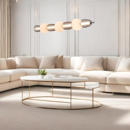 LED ljuskrona med textilsladd CARO LED/42W/230V skinande krom