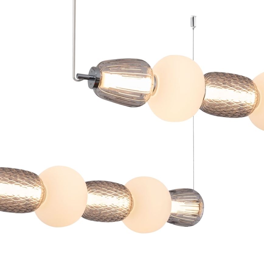 LED ljuskrona med textilsladd CARO LED/42W/230V skinande krom