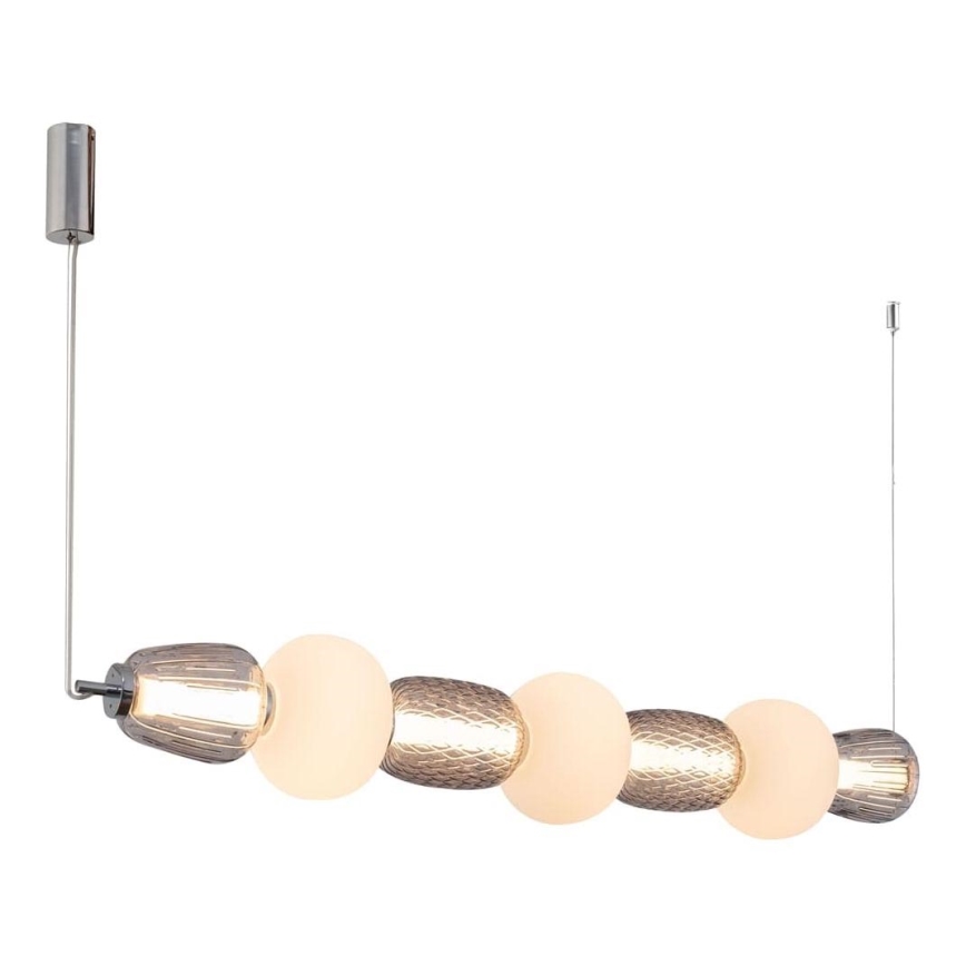 LED ljuskrona med textilsladd CARO LED/42W/230V skinande krom