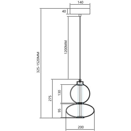 LED ljuskrona med textilsladd DAPHNE LED/12W/230V grå
