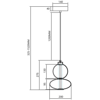 LED ljuskrona med textilsladd DAPHNE LED/12W/230V guld