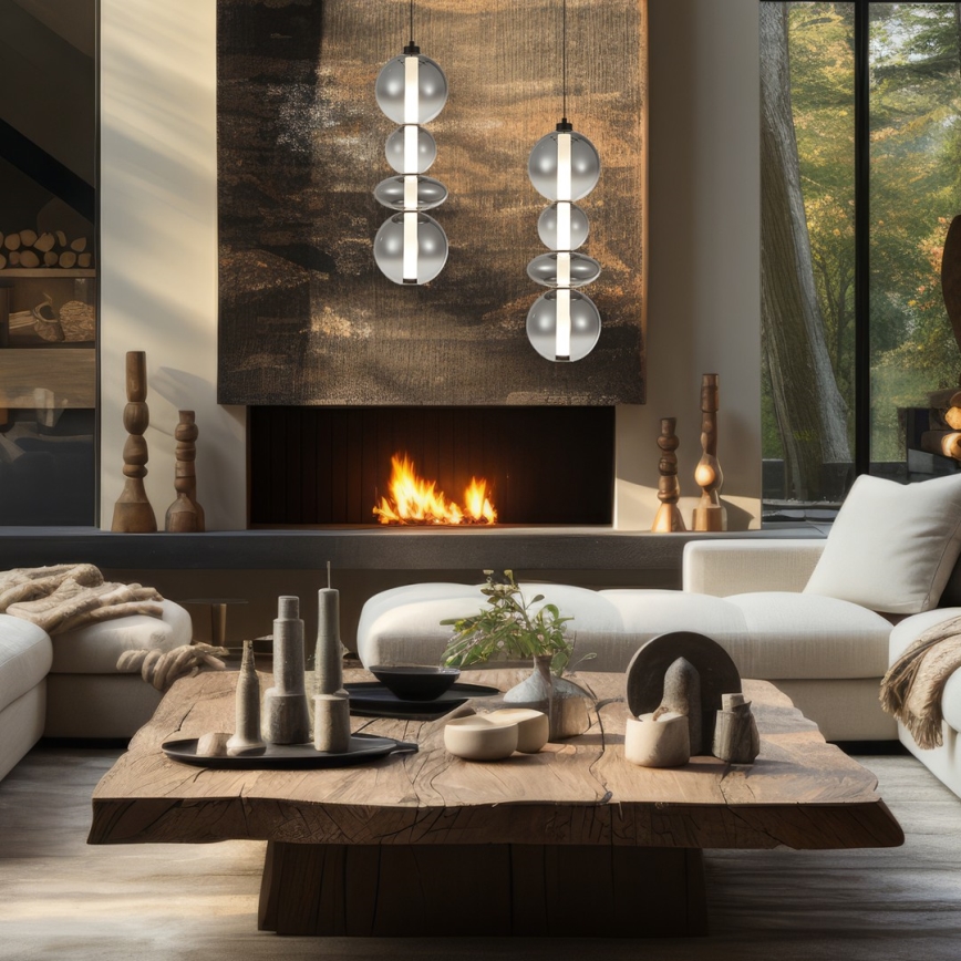 LED ljuskrona med textilsladd DAPHNE LED/36W/230V grå