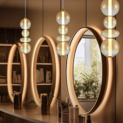 LED ljuskrona med textilsladd DAPHNE LED/36W/230V guld
