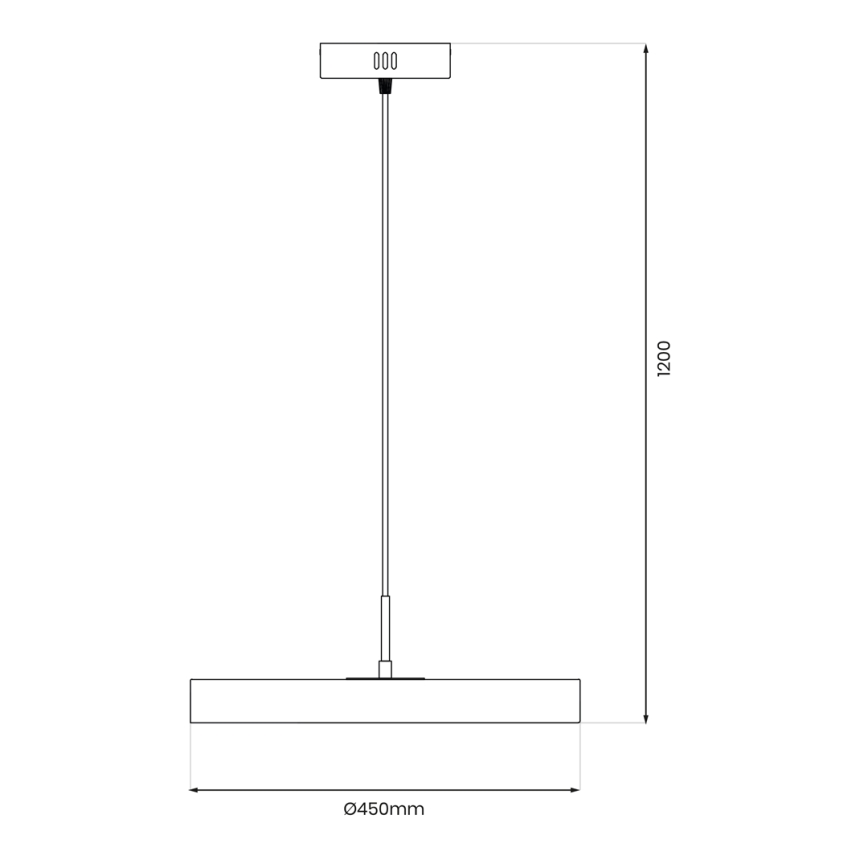 LED ljuskrona med textilsladd DISC LED/38W/230V diameter 45 cm svart