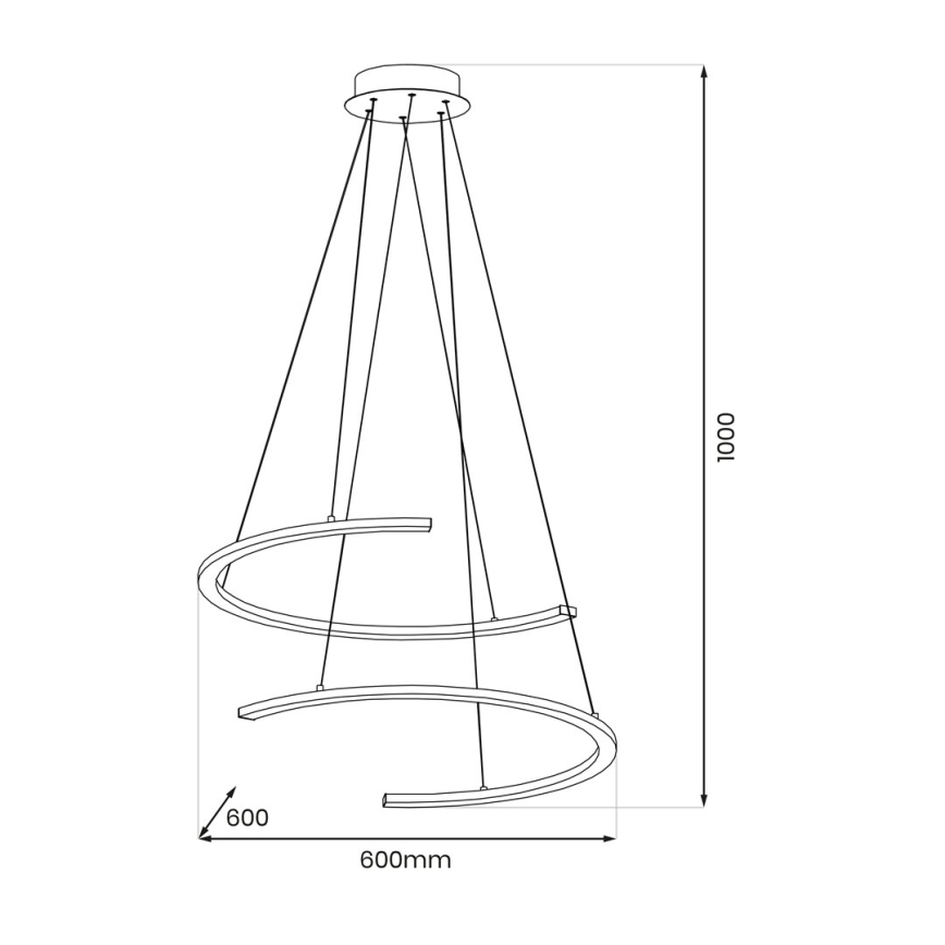 LED ljuskrona med textilsladd DOUBLEMOON LED/30W/230V svart
