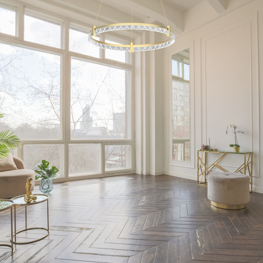 LED ljuskrona med textilsladd ELEGANCE LED/36W/230V diameter 60 cm guld