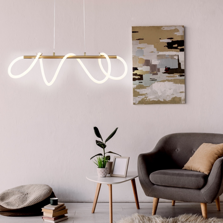 LED ljuskrona med textilsladd EMMA LED/38W/230V guld