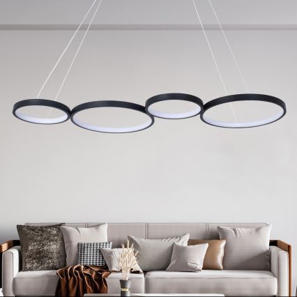 LED ljuskrona med textilsladd FLAMENCO LED/42W/230V 4000K svart