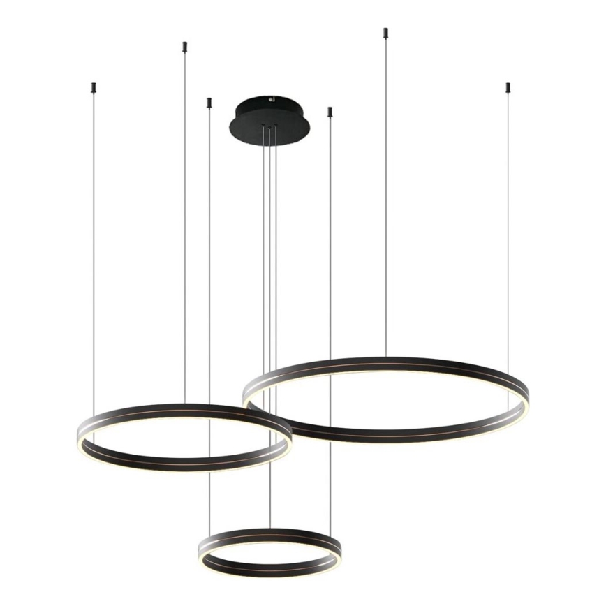 LED ljuskrona med textilsladd GRAVITY LED/108W/230V svart