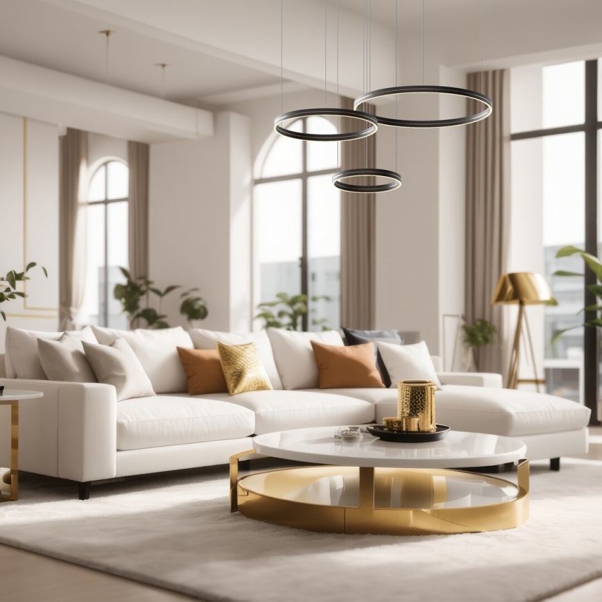 LED ljuskrona med textilsladd GRAVITY LED/108W/230V svart