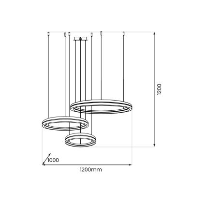 LED ljuskrona med textilsladd GRAVITY LED/108W/230V svart
