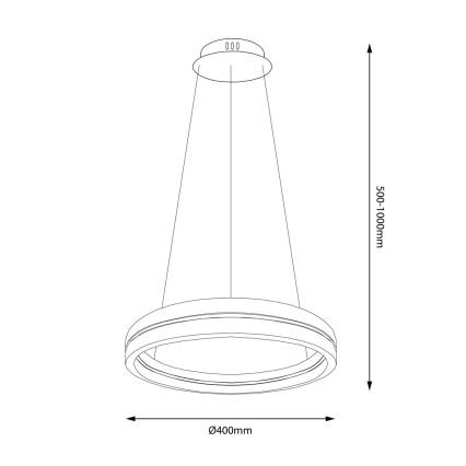 LED ljuskrona med textilsladd GRAVITY LED/36W/230V svart