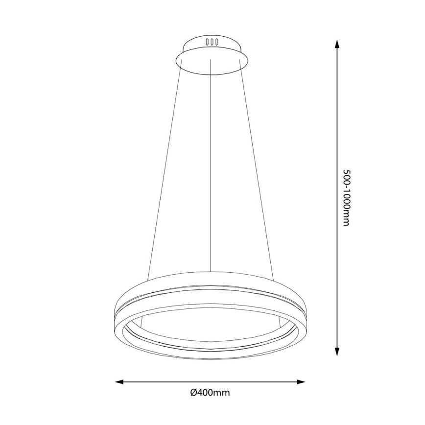 LED ljuskrona med textilsladd GRAVITY LED/36W/230V svart