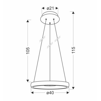 LED ljuskrona med textilsladd HASHIM LED/22W/230V diameter 40 cm koppar