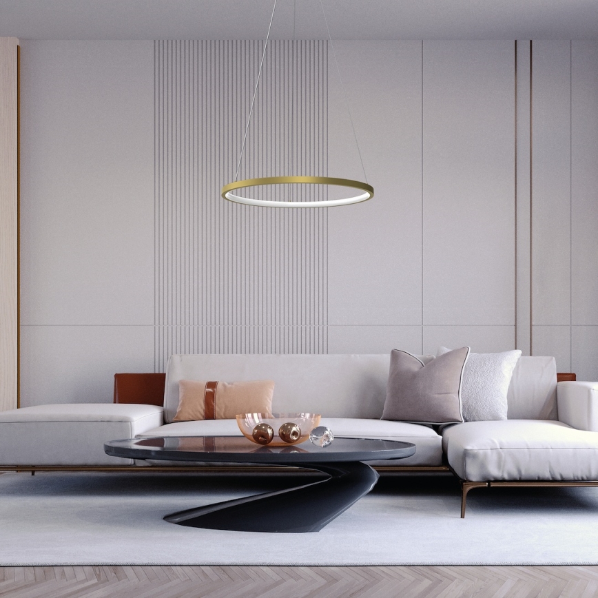 LED ljuskrona med textilsladd HOOP LED/27W/230V diameter 50 cm 4000K guld
