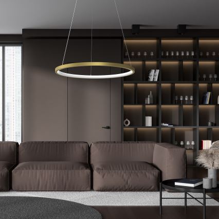 LED ljuskrona med textilsladd HOOP LED/27W/230V diameter 50 cm 4000K guld