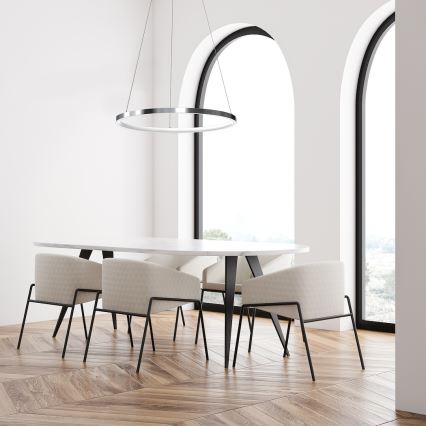 LED ljuskrona med textilsladd HOOP LED/27W/230V diameter 50 cm 4000K skinande krom