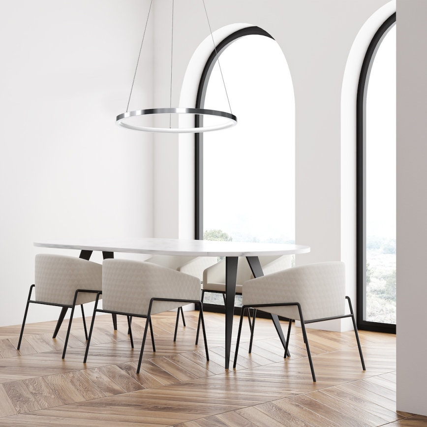 LED ljuskrona med textilsladd HOOP LED/27W/230V diameter 50 cm 4000K skinande krom