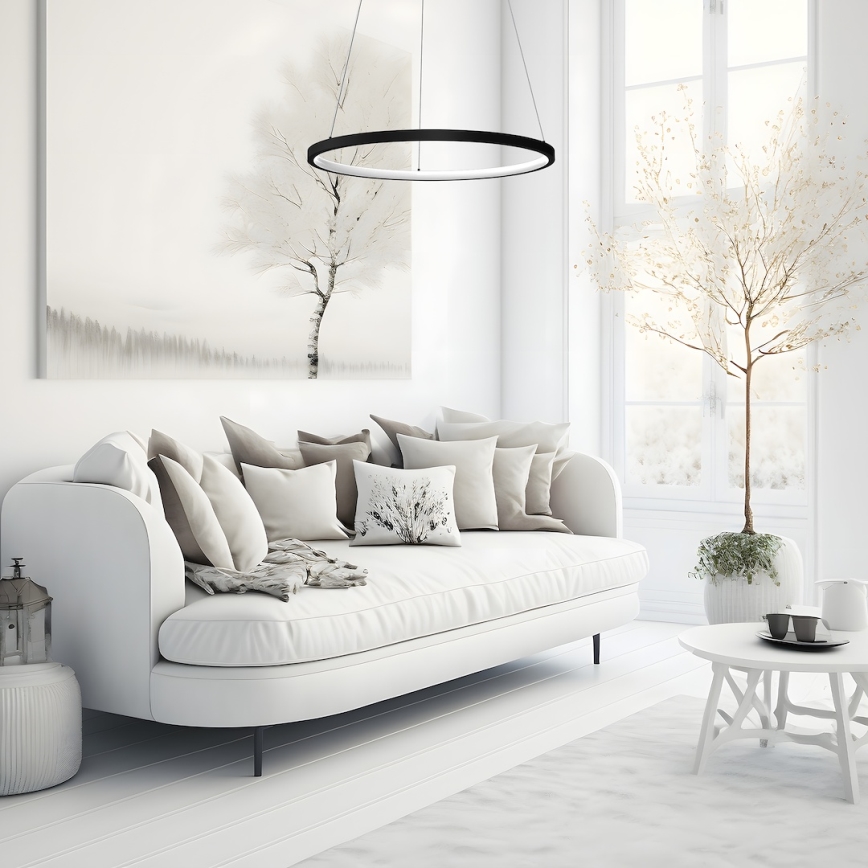 LED ljuskrona med textilsladd HOOP LED/27W/230V diameter 50 cm 4000K svart