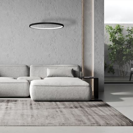 LED ljuskrona med textilsladd HOOP LED/27W/230V diameter 50 cm 4000K svart