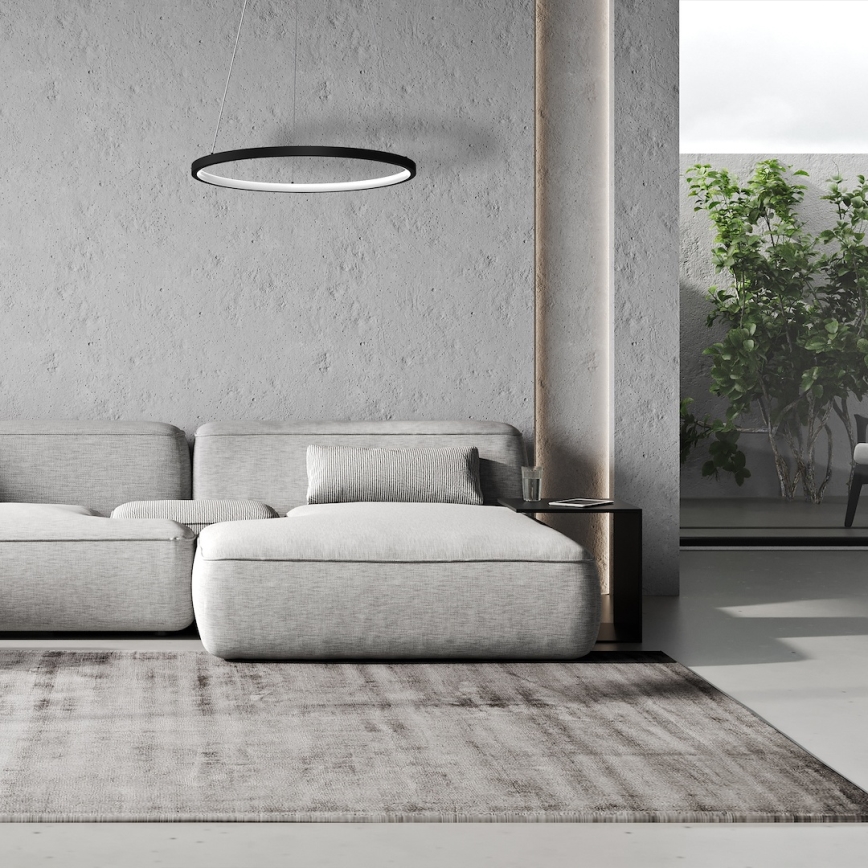 LED ljuskrona med textilsladd HOOP LED/27W/230V diameter 50 cm 4000K svart