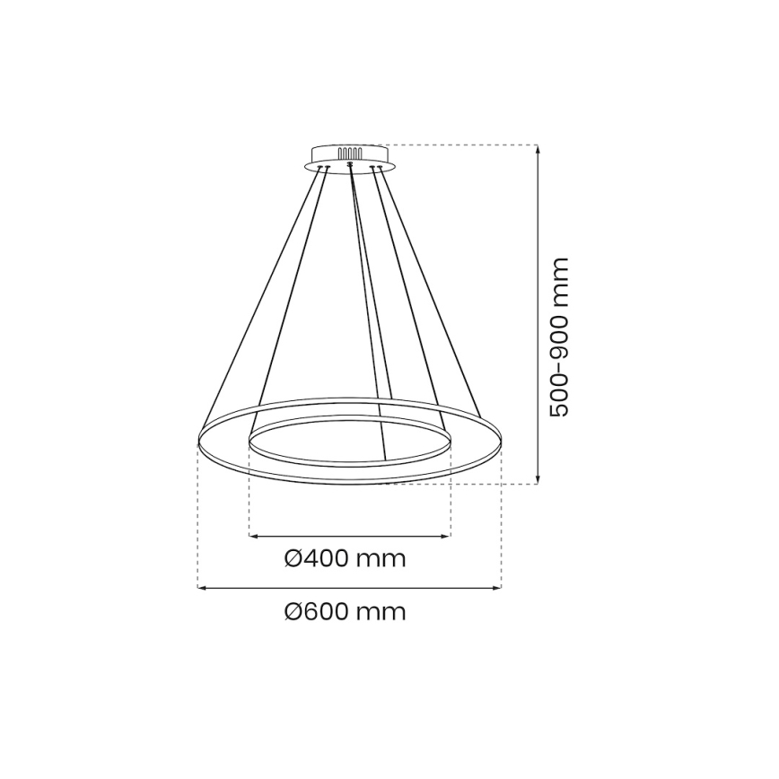 LED ljuskrona med textilsladd HOOP LED/51W/230V diameter 60 cm 4000K guld