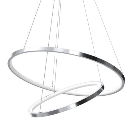 LED ljuskrona med textilsladd HOOP LED/51W/230V diameter 60 cm 4000K skinande krom