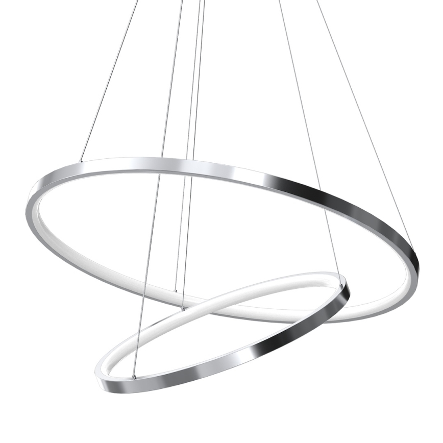 LED ljuskrona med textilsladd HOOP LED/51W/230V diameter 60 cm 4000K skinande krom