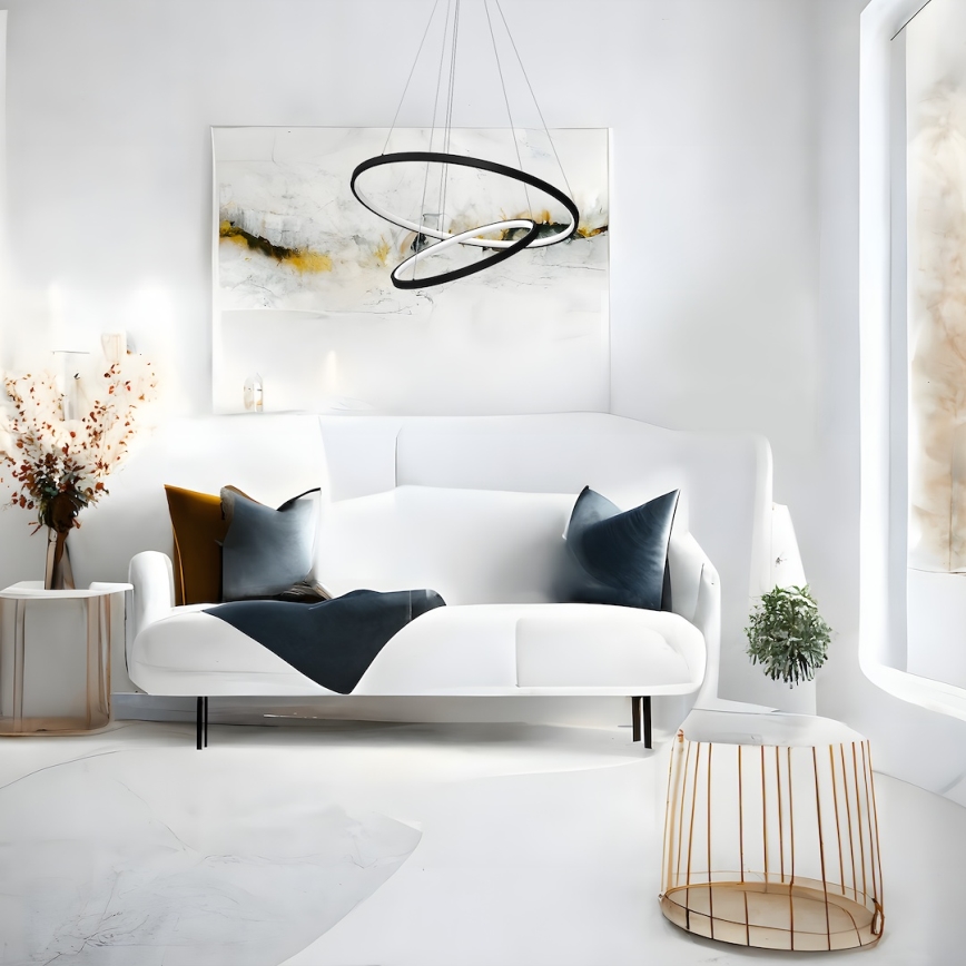 LED ljuskrona med textilsladd HOOP LED/51W/230V diameter 60 cm 4000K svart