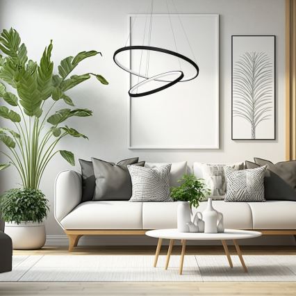 LED ljuskrona med textilsladd HOOP LED/51W/230V diameter 60 cm 4000K svart
