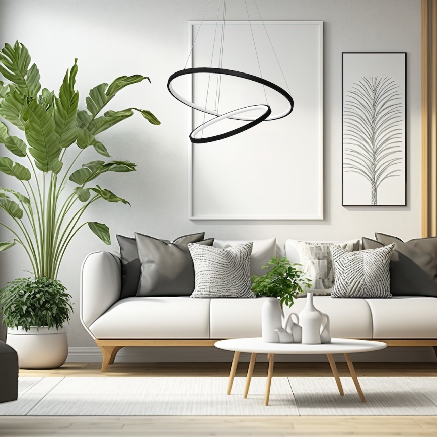 LED ljuskrona med textilsladd HOOP LED/51W/230V diameter 60 cm 4000K svart