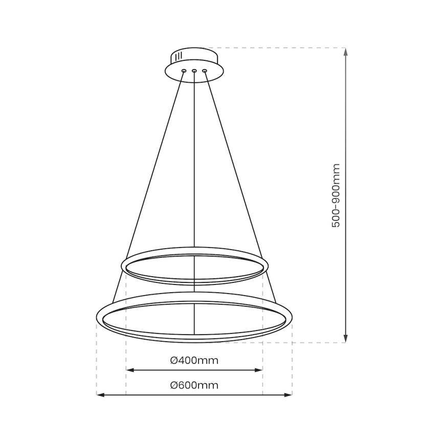 LED ljuskrona med textilsladd HOOP LED/51W/230V diameter 60 cm 4000K svart