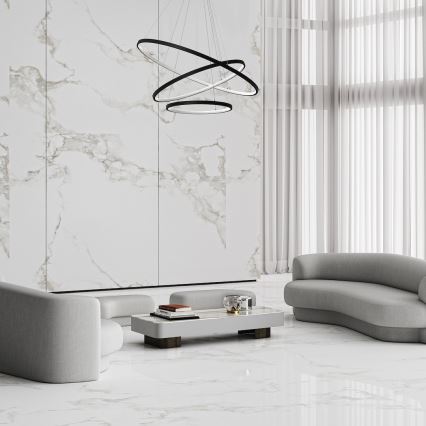 LED ljuskrona med textilsladd HOOP LED/93W/230V diameter 60 cm 4000K svart