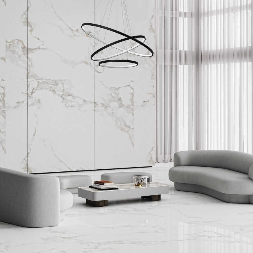 LED ljuskrona med textilsladd HOOP LED/93W/230V diameter 60 cm 4000K svart