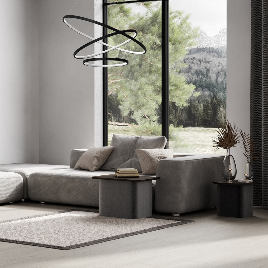 LED ljuskrona med textilsladd HOOP LED/93W/230V diameter 60 cm 4000K svart