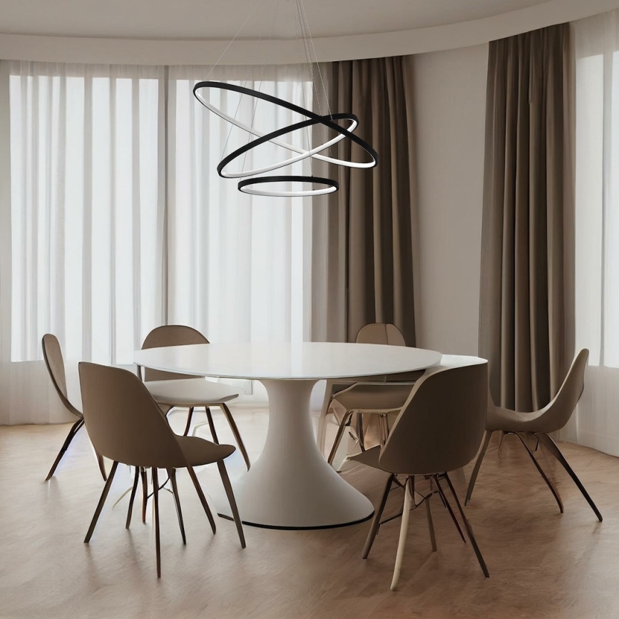 LED ljuskrona med textilsladd HOOP LED/93W/230V diameter 60 cm 4000K svart