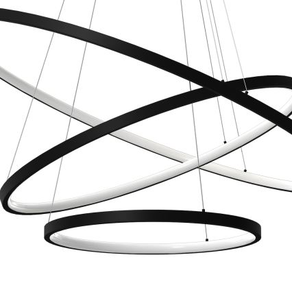 LED ljuskrona med textilsladd HOOP LED/93W/230V diameter 60 cm 4000K svart