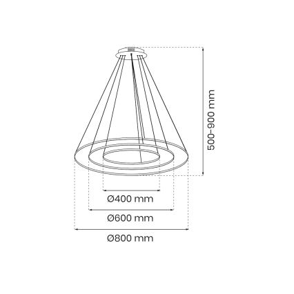 LED ljuskrona med textilsladd HOOP LED/93W/230V diameter 60 cm 4000K svart