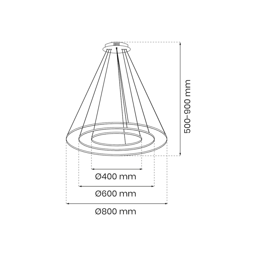 LED ljuskrona med textilsladd HOOP LED/93W/230V diameter 60 cm 4000K svart