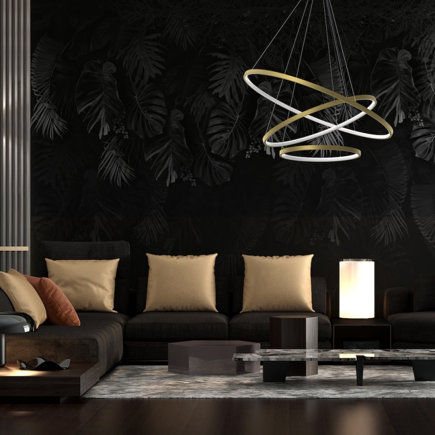 LED ljuskrona med textilsladd HOOP LED/93W/230V diameter 80 cm 4000K guld