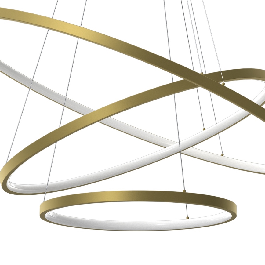 LED ljuskrona med textilsladd HOOP LED/93W/230V diameter 80 cm 4000K guld