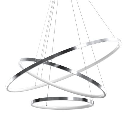 LED ljuskrona med textilsladd HOOP LED/93W/230V diameter 80 cm 4000K skinande krom