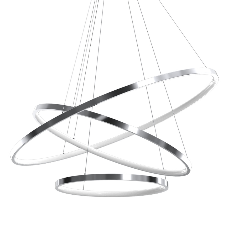 LED ljuskrona med textilsladd HOOP LED/93W/230V diameter 80 cm 4000K skinande krom