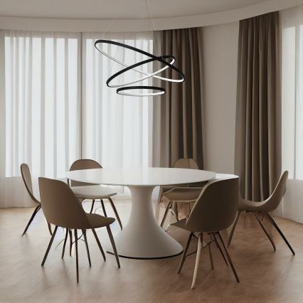 LED ljuskrona med textilsladd HOOP LED/93W/230V diameter 80 cm 4000K svart