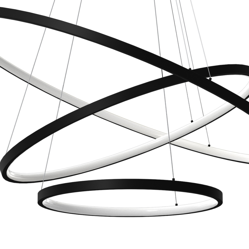 LED ljuskrona med textilsladd HOOP LED/93W/230V diameter 80 cm 4000K svart
