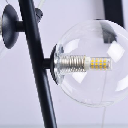 LED ljuskrona med textilsladd HYBRID LED/15W/230V + 7xG9/6W 4000K svart