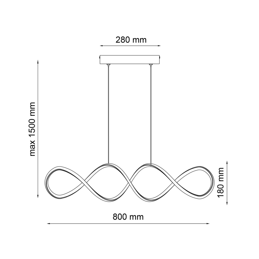 LED ljuskrona med textilsladd INFINITO LED/34W/230V svart